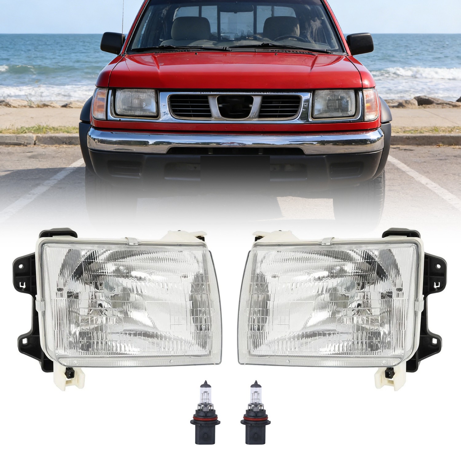 DOT Pair For Nissan Frontier 1998 1999 2000 2001 Headlight Assembly Set W/Bulbs