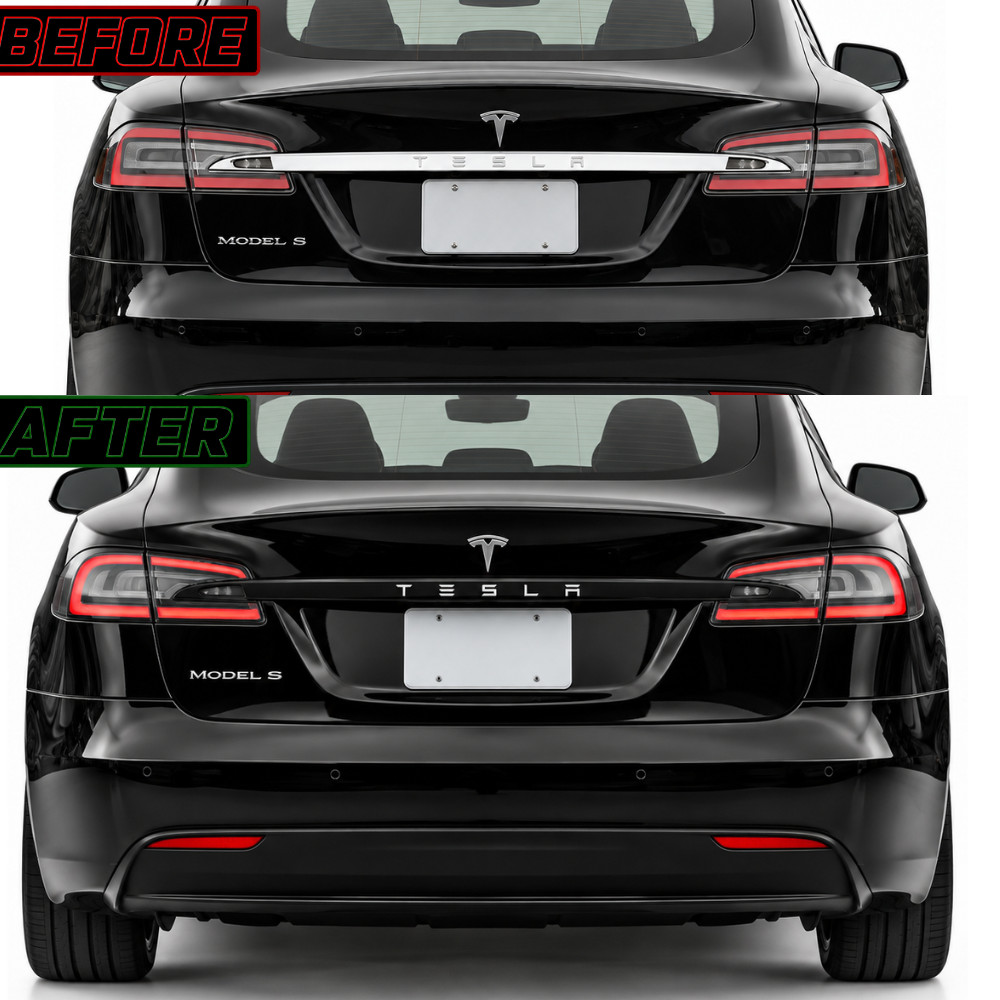 CHROME DELETE BLACKOUT VYNIL OVERLAY FOR 2016-2022 TESLA MODEL S TRUNK TRIM