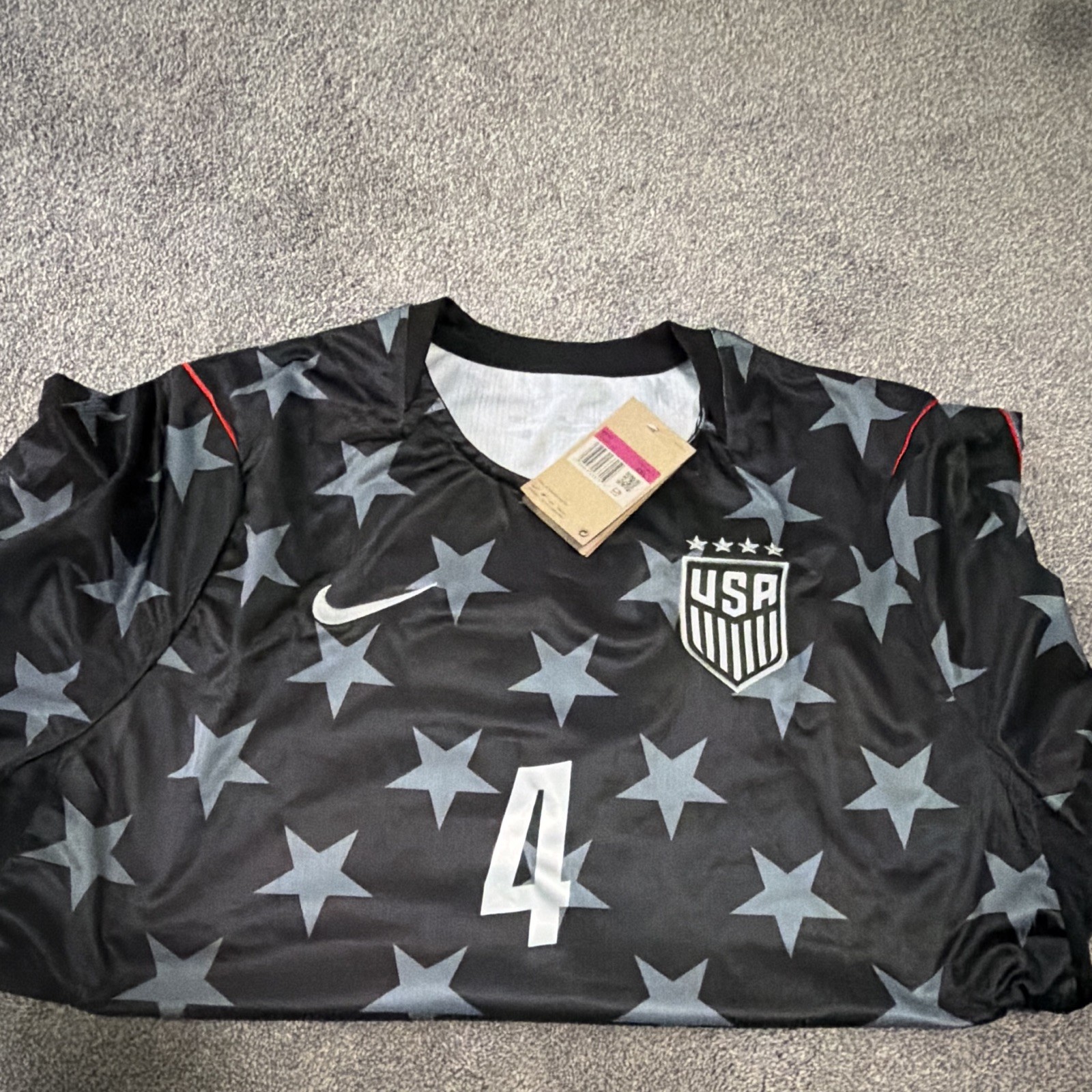 USA 3XL USMNT Soccer Jersey Adams #4 Black/Gray Stars Nike Authentic USA 3XL USMNT Soccer Jersey Adams #4 Black/Gray Stars Nike Authentic