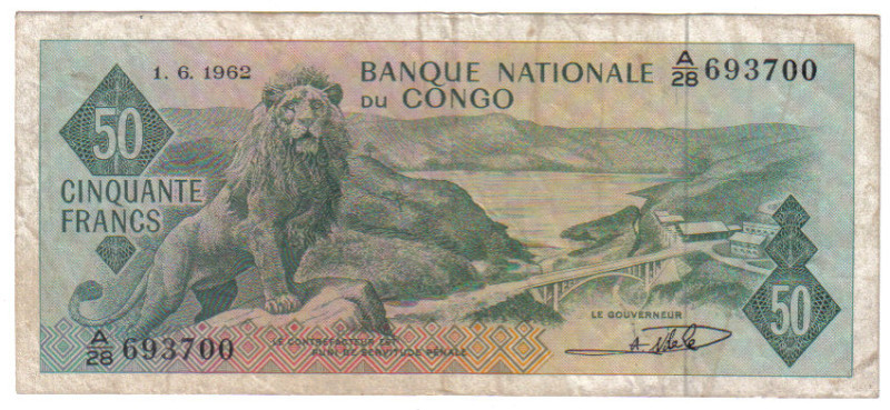 CONGO 50 FRANCS 1962 PICK 5 LOOK SCANS CONGO 50 FRANCS 1962 PICK 5 LOOK SCANS