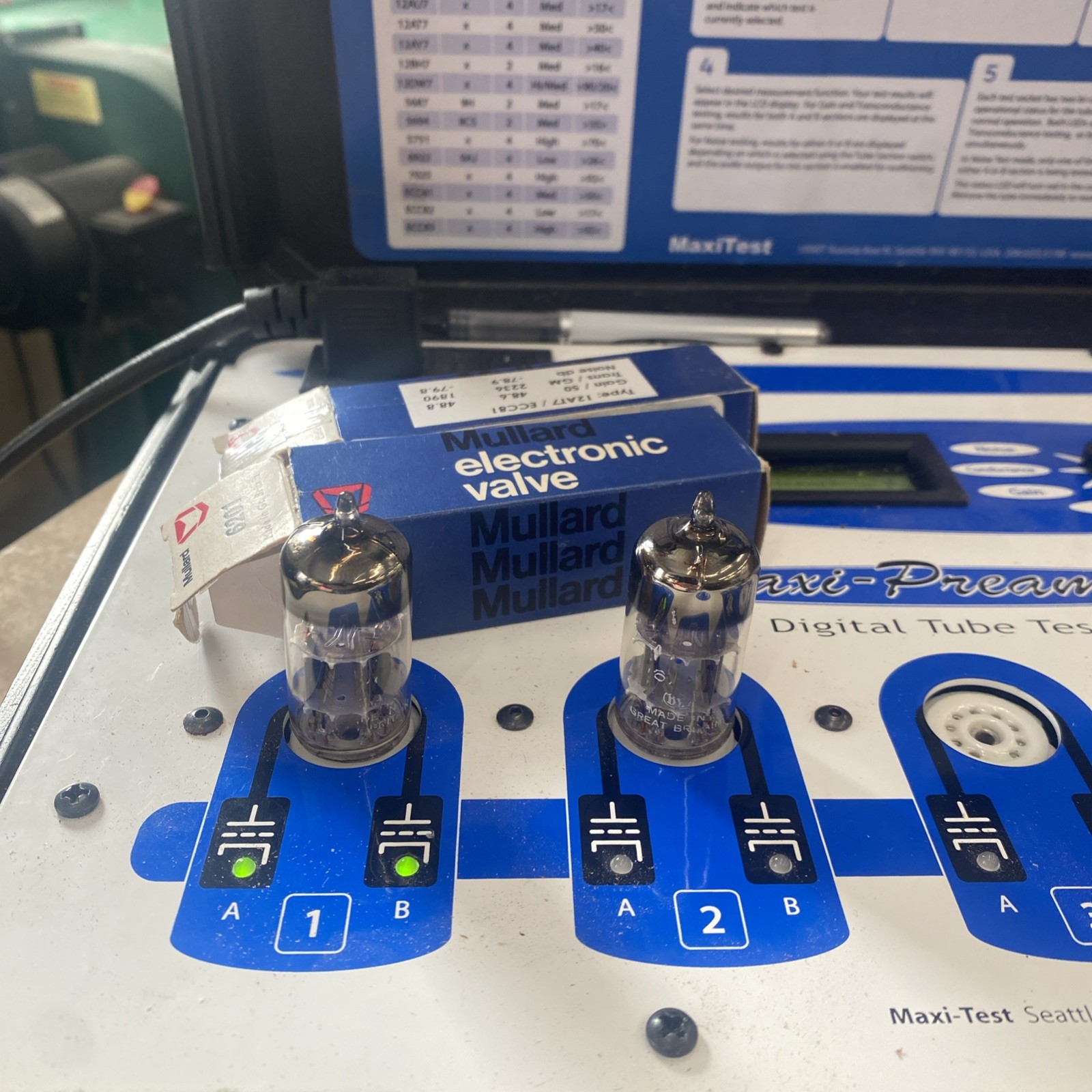 Pair Mullard 6201 E81CC O-getter Gold Pins - Mitcham Maxi-Pre Test = NOS, M0171