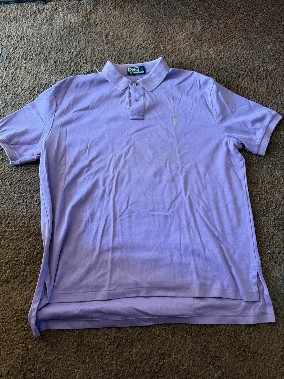 VINTAGE RALPH LAUREN POLO SHIRTS RED AND PALE PURPLE.