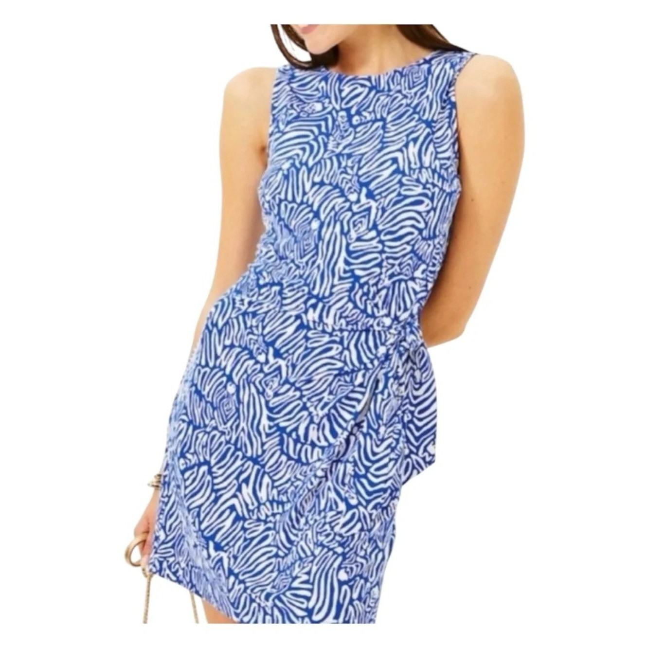Lilly Pulitzer Bryson Sleeveless Dress In Martinique Blue- Women\'s Size Large