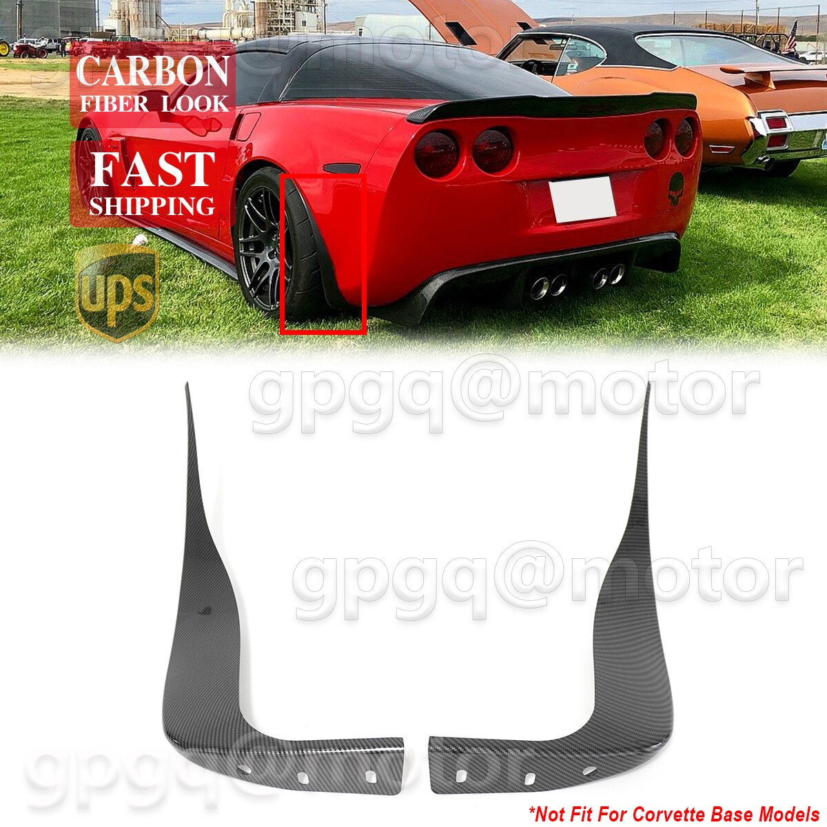 For Chevy Corvette C6 Z06 ZR1 2005-2013 Carbon Fiber Rear Splash Guards Mud Flap
