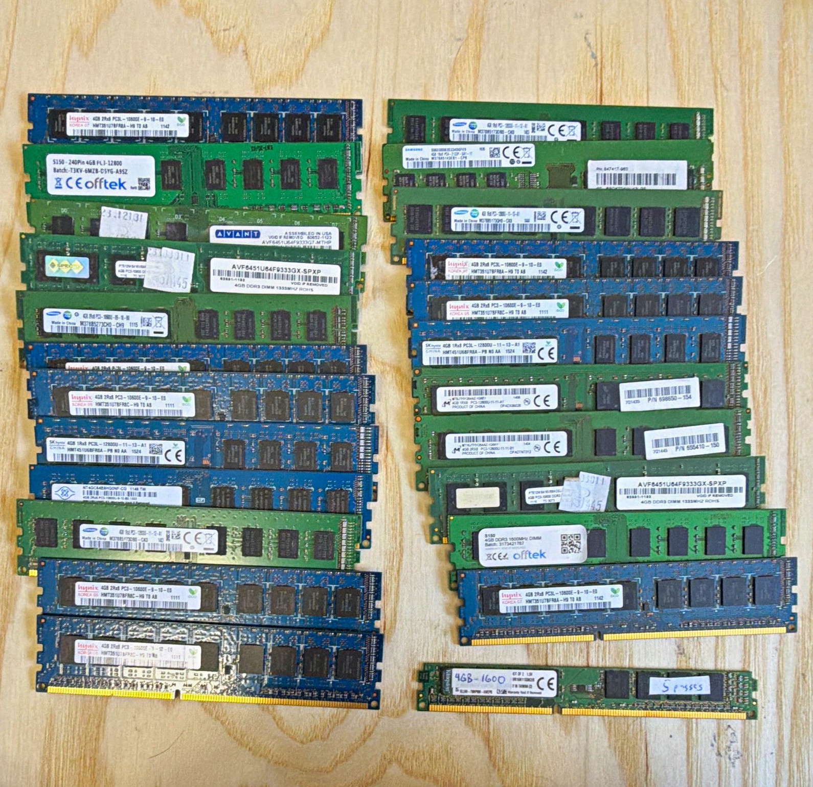 4GB Desktop RAM Lot of #24 Modules Mixed Brands. Read Details