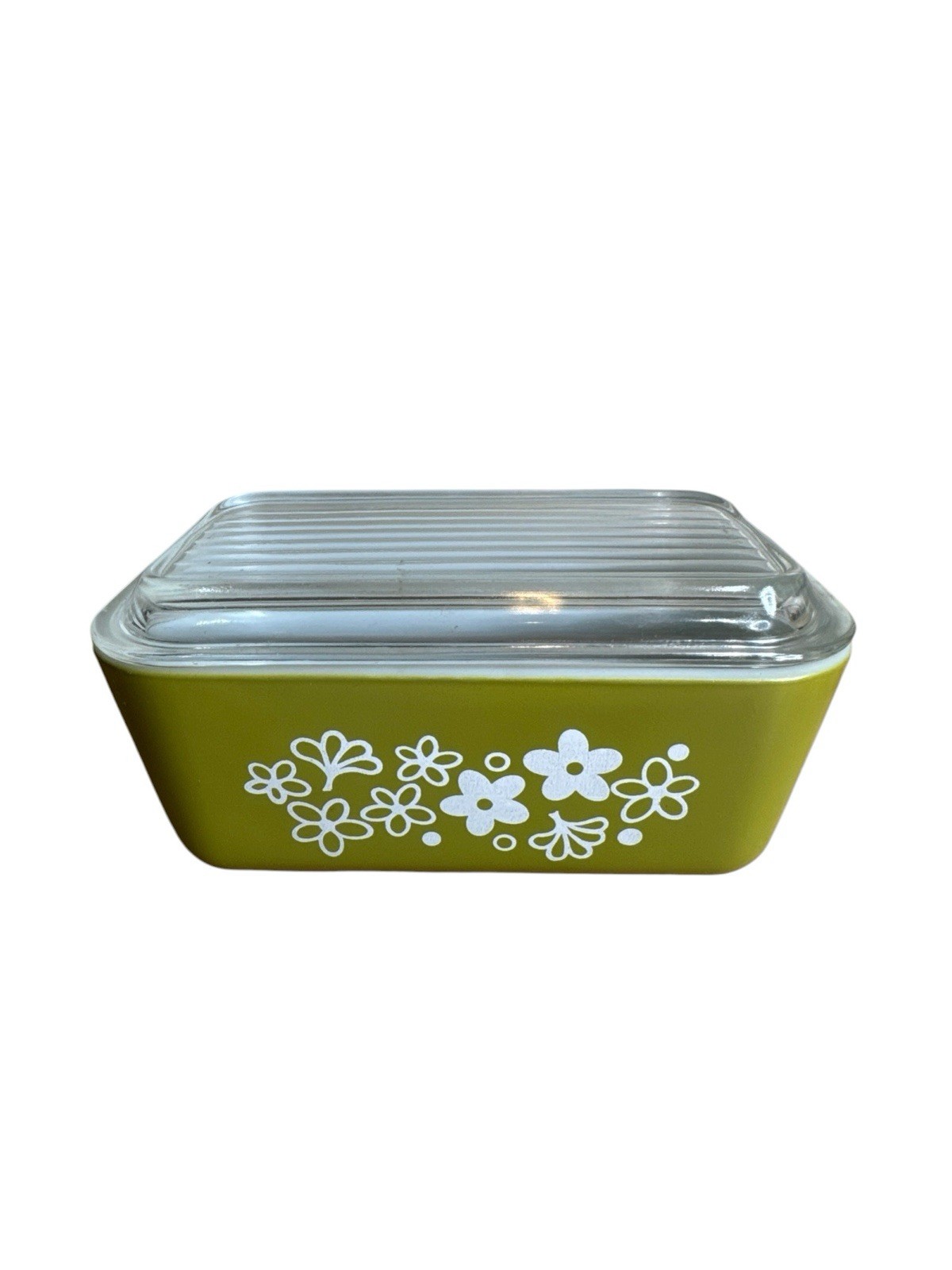 Pyrex 502 CRAZY DAISY SPRING BLOSSOM Refrigerator Dish 1.5pt With *Lid* Vintage