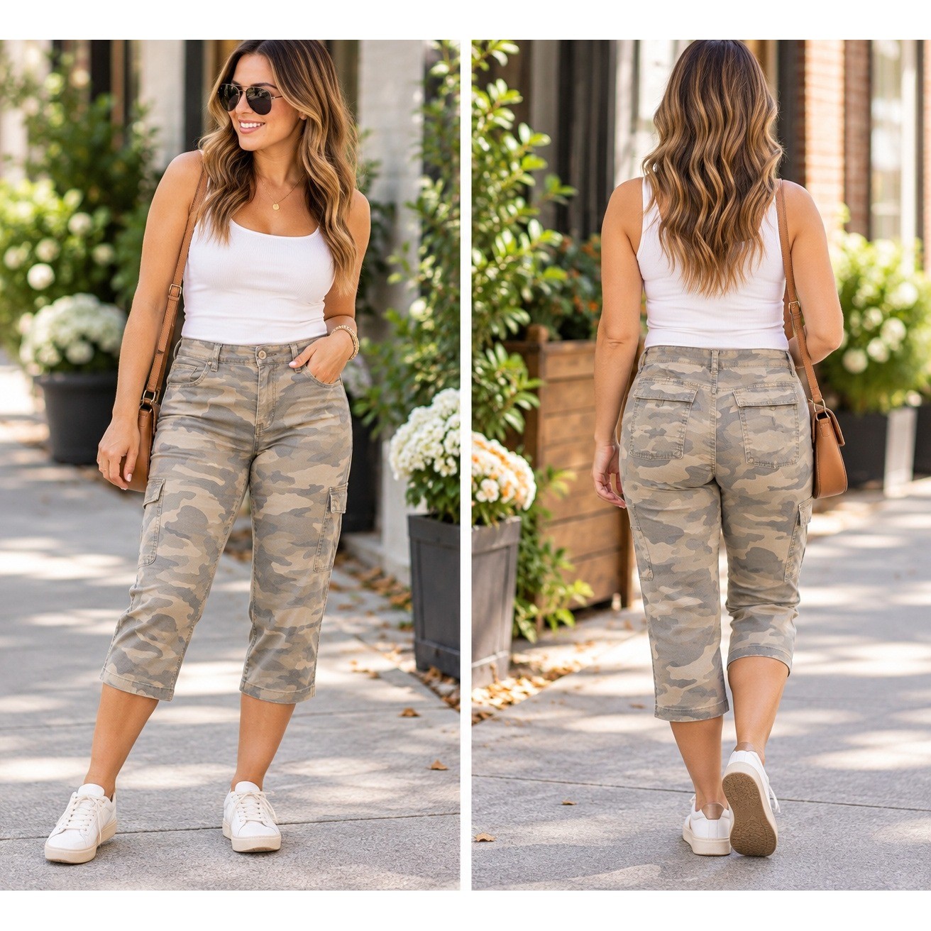 Sonoma Goods for Life Womens 6 Camo Capri Pants Mid Rise Cargo Gray Tan Stretch Sonoma Goods for Life Womens 6 Camo Capri Pants Mid Rise Cargo Gray Tan Stretch