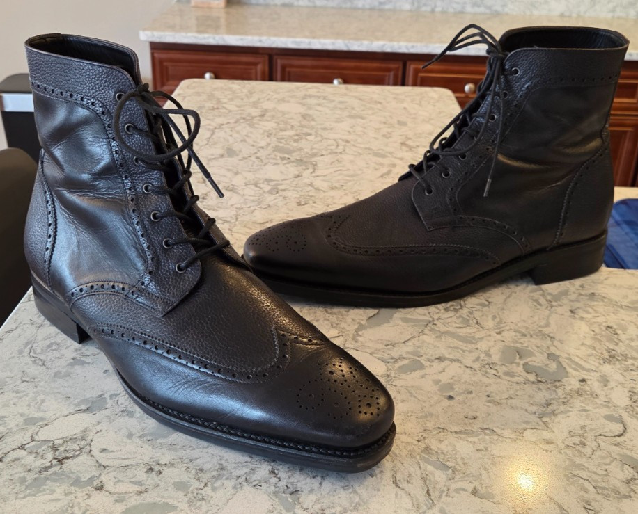 Men\'s Thursday Wingtip Boots Black Leather Brogue Dress Lace Up Office Size 13.5 Men\'s Thursday Wingtip Boots Black Leather Brogue Dress Lace Up Office Size 13.5