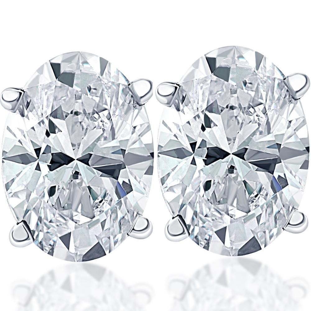 1-6Ct TW Oval Diamond Studs 14k Gold Lab Grown