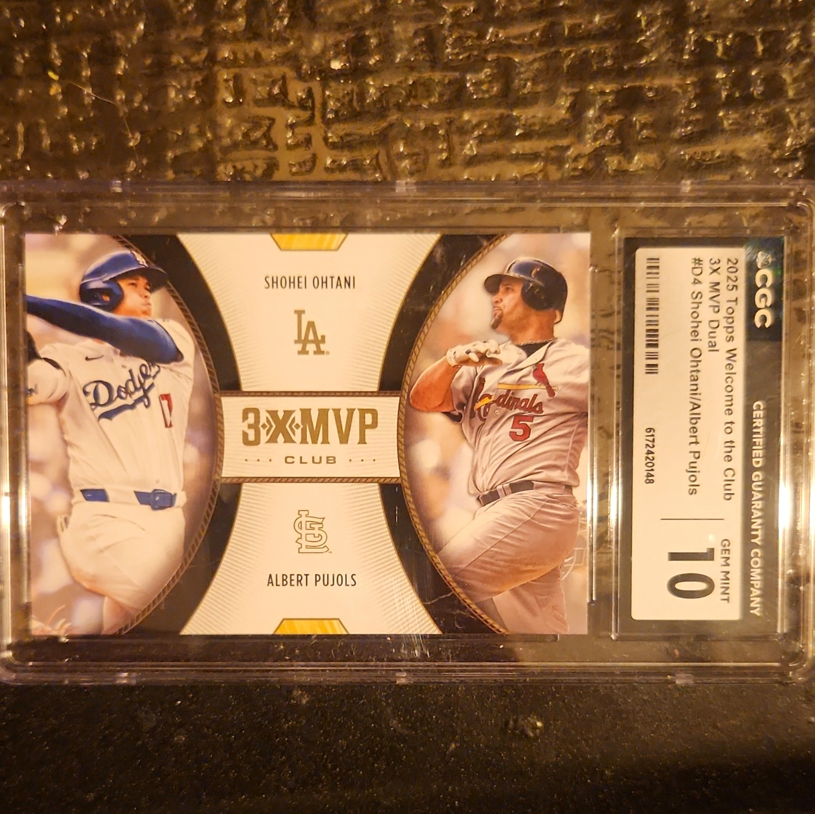 Topps 2025 Welcome to the Club 3X MVP Duals D4 Ohtani/Pujols CGC 10