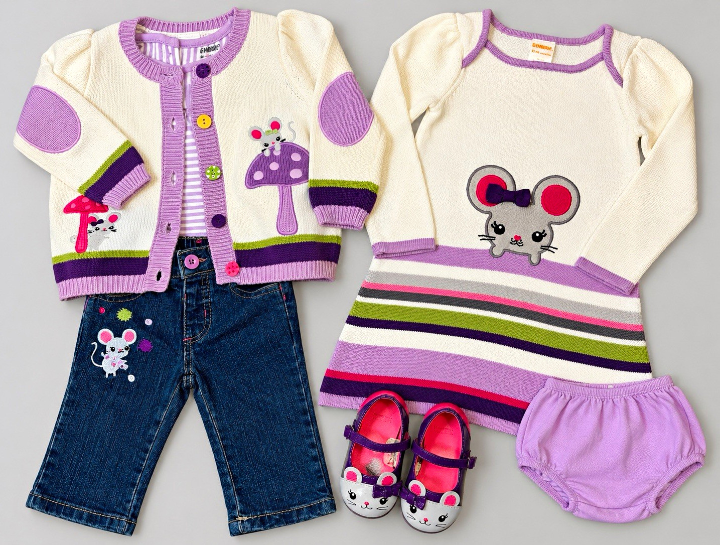 Gymboree Mousing Around 12-18M 6pc Mouse Sweater Dress Jeans Shoes HTF