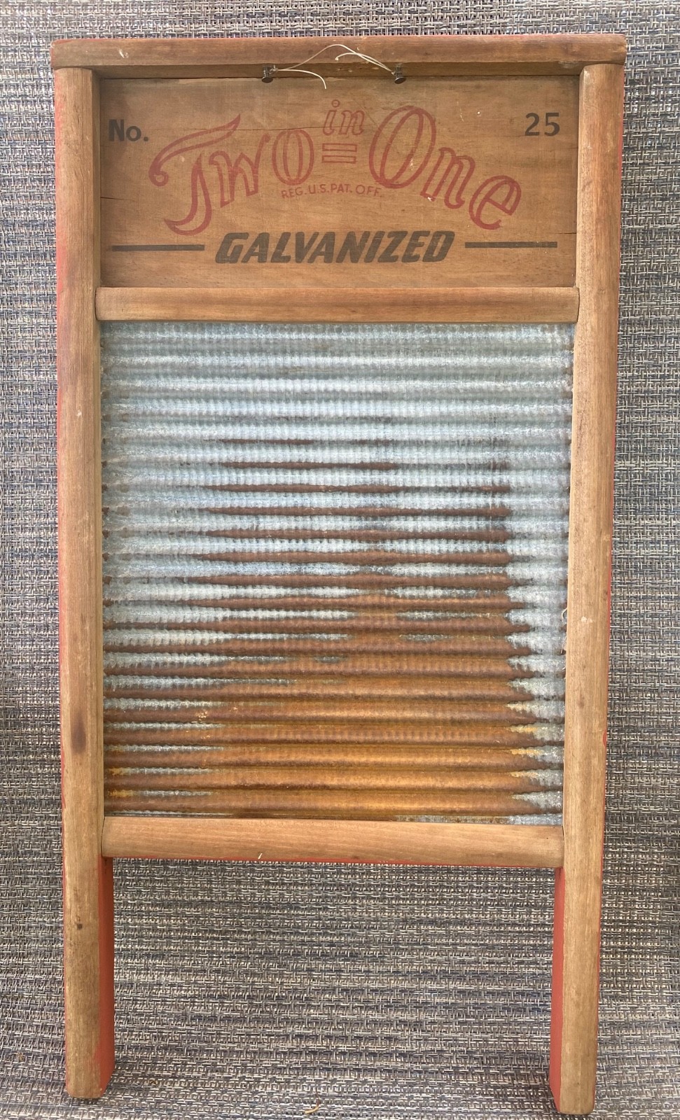 TWO IN ONE Standard Family Size Wood Galvanized Metal Vtg Carolina Washboard