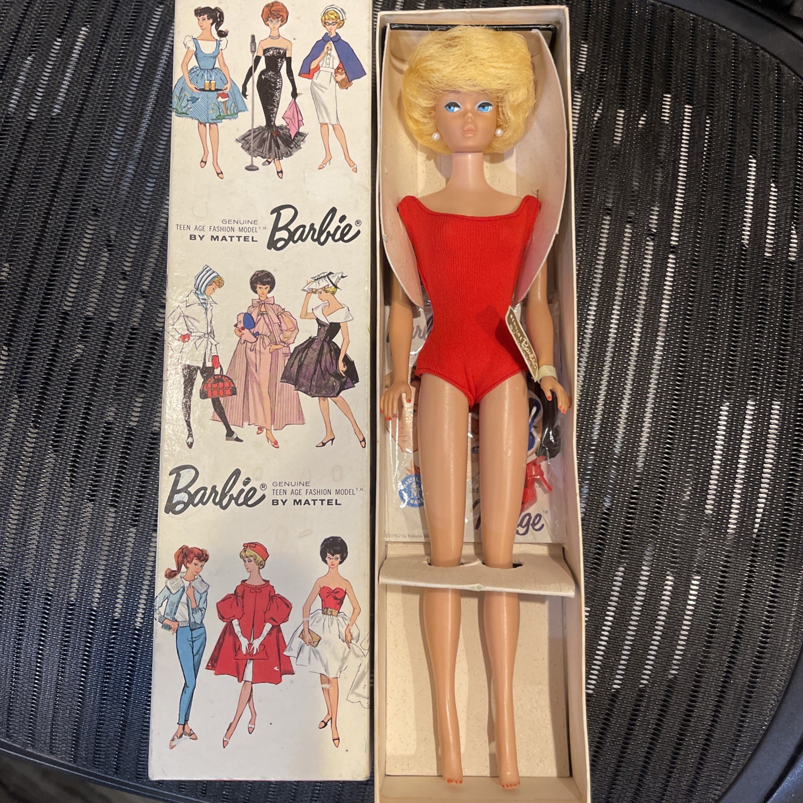 rare vintage bubble cut barbie NRFB w tag japan mattel 1962 mint