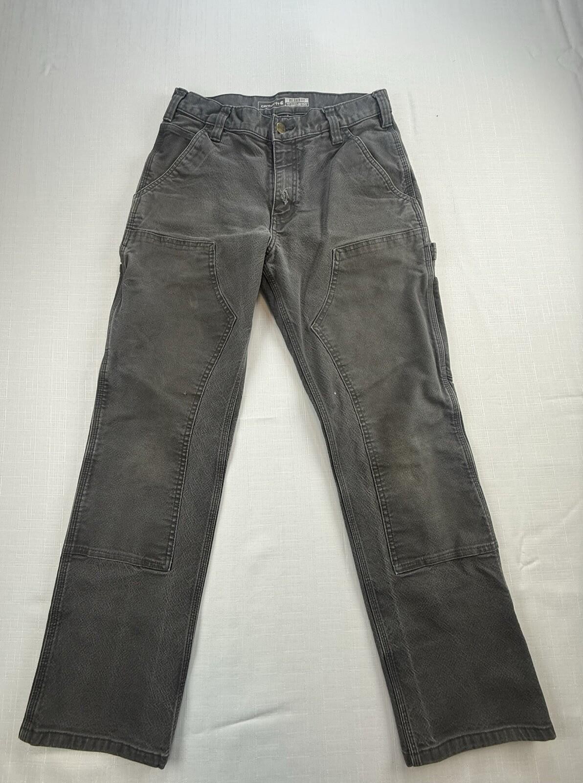 Carhartt Relaxed Fit Double Knee Carpenter Pants Faded Black Gray 31x30 Carhartt Relaxed Fit Double Knee Carpenter Pants Faded Black Gray 31x30