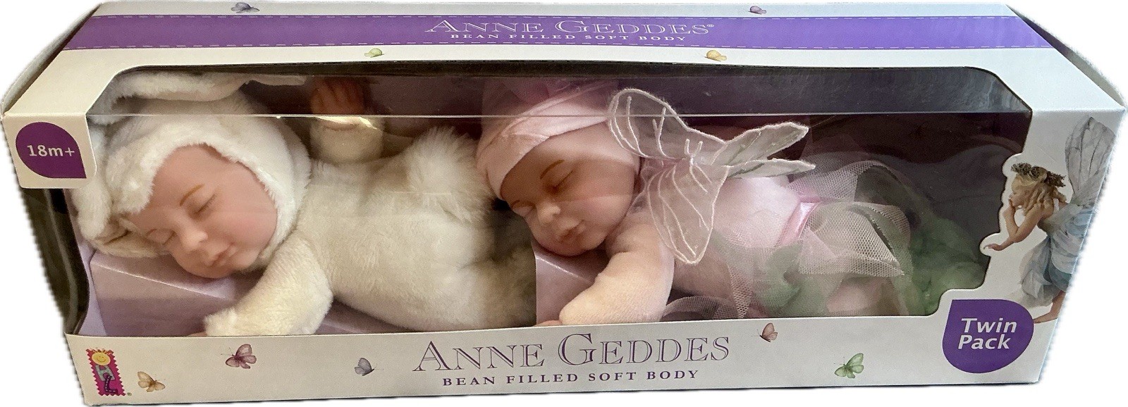 Anne Geddes Twin Pack Bean Filled Soft Body Baby Dolls Bunny Fairy NIB 2026 Anne Geddes Twin Pack Bean Filled Soft Body Baby Dolls Bunny Fairy NIB 2026