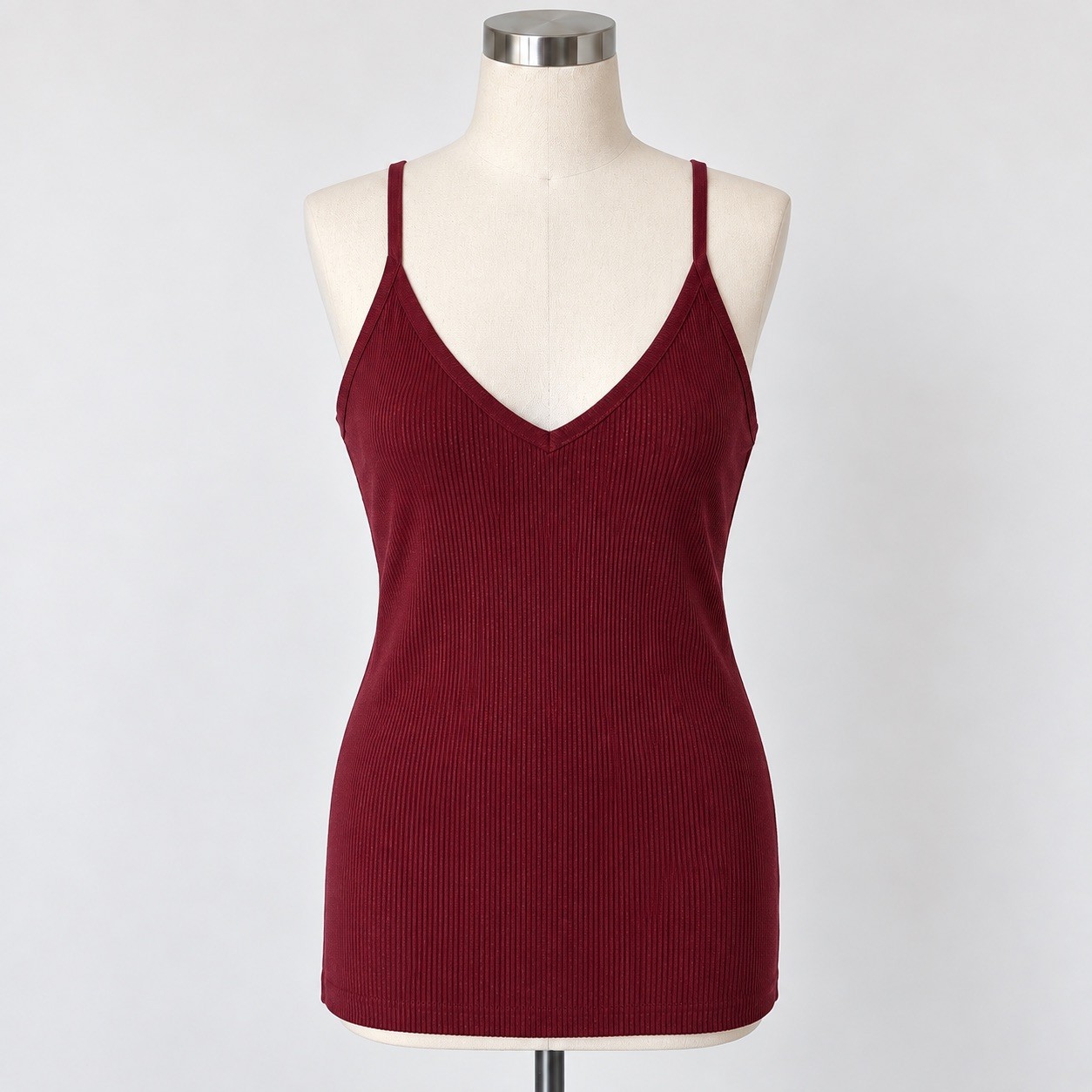Torrid Fitted Pullover Cami Sweater 3X 22-24 Maroon Ribbed Knit NWT