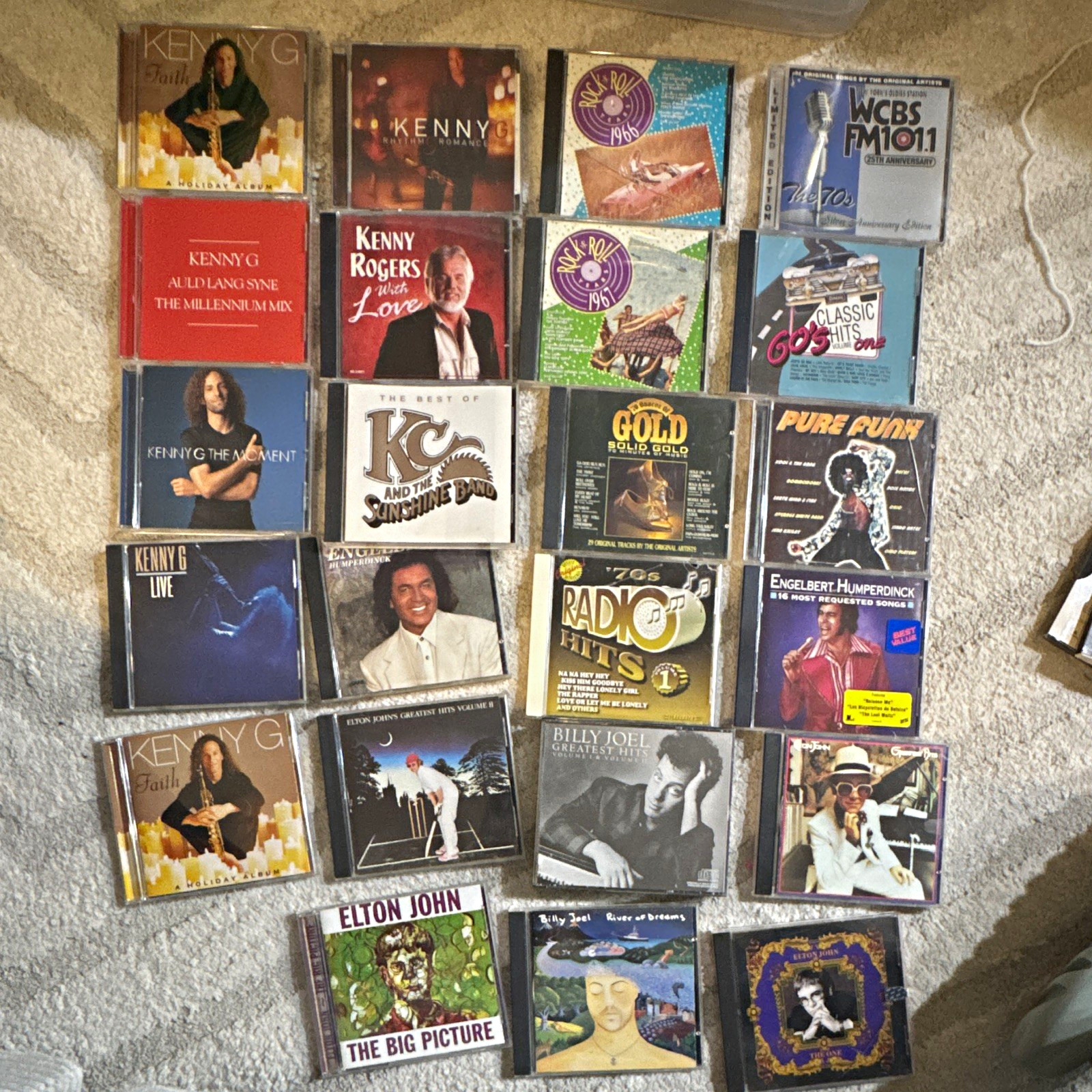 Lot of 20 Pop/Rock CDs 60’s 70’s 80’s Kenny G Elton John Bill Joel Kenny Roger Lot of 20 Pop/Rock CDs 60’s 70’s 80’s Kenny G Elton John Bill Joel Kenny Roger