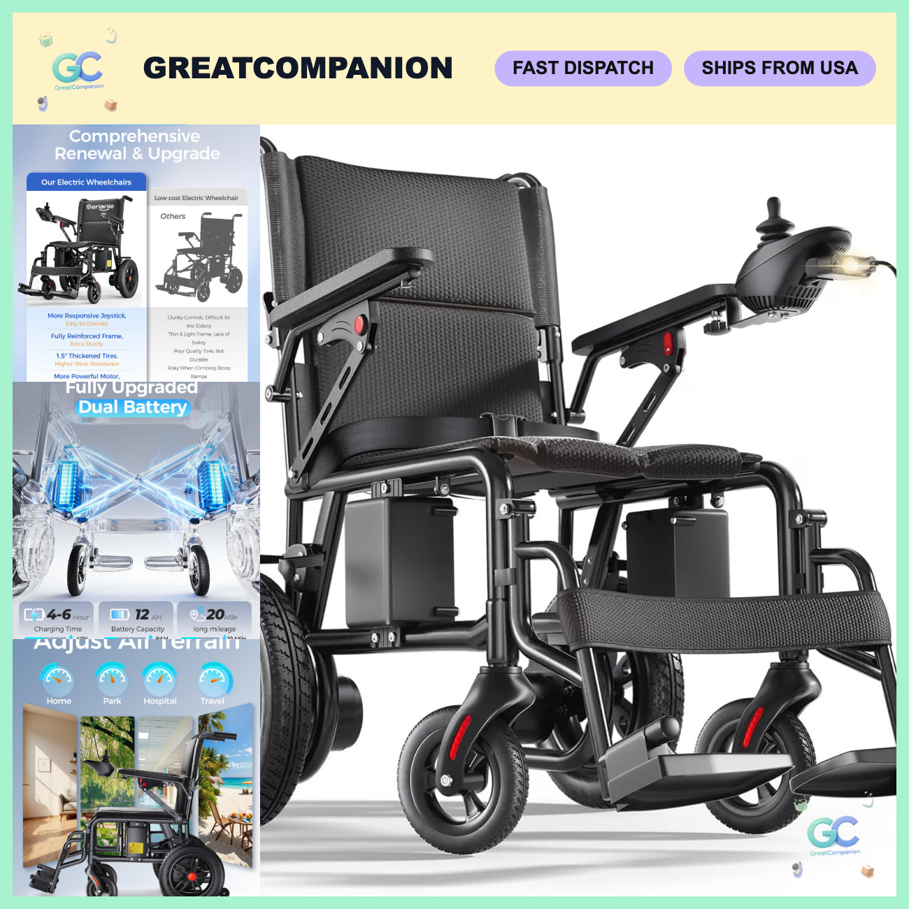 2026 Foldable Electric Wheelchair for Adults & Seniors - Lightweight, Portable,