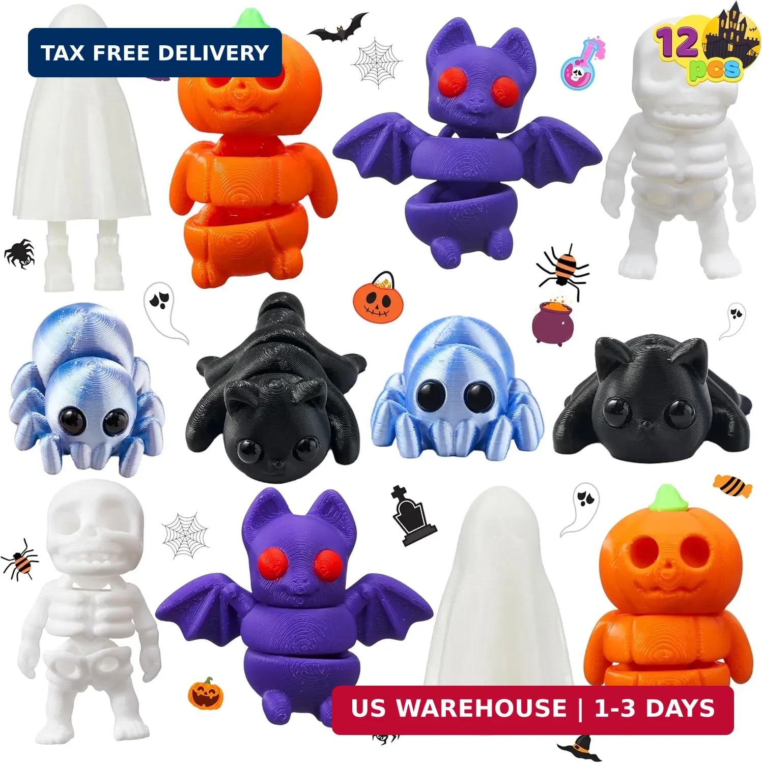 JOYIN 12 PCS Halloween 3D Printed Toys, 3D Printed Animals Toys for Halloween Pa JOYIN 12 PCS Halloween 3D Printed Toys, 3D Printed Animals Toys for Halloween Pa