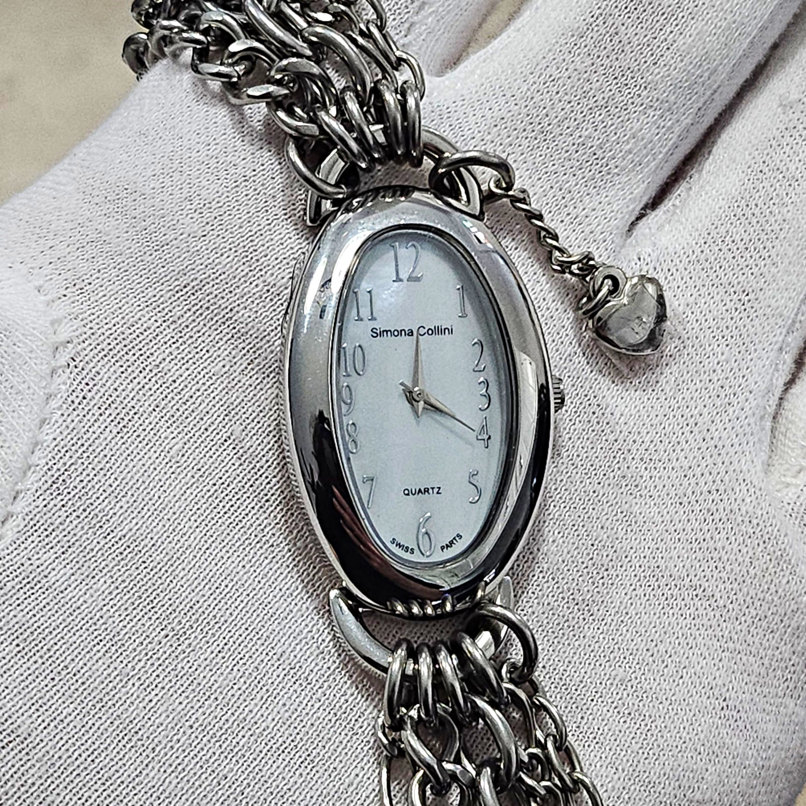 Simona Collini Oval Watch St Steel MOP Dial Swiss Movement *CLEAN Simona Collini Oval Watch St Steel MOP Dial Swiss Movement *CLEAN