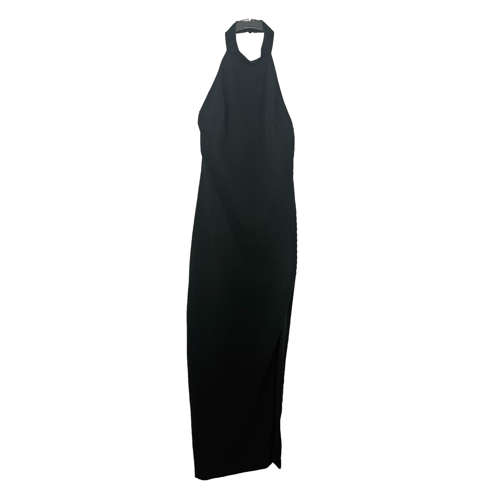 LULUS Flawless Expression Mock Neck Halter Maxi Dress S Black Jersey NWT B8
