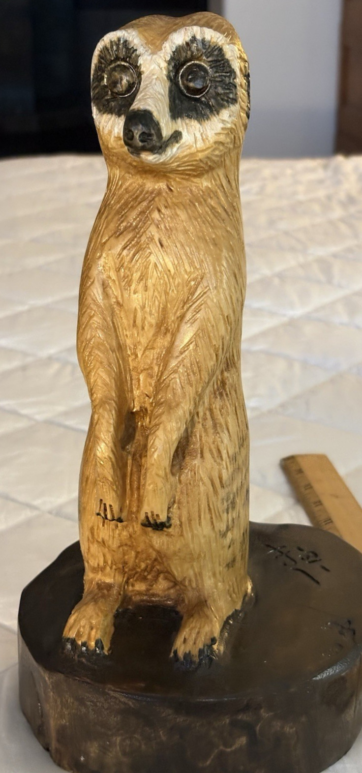 Rare Hand Carved & Painted Wooden Meerkat 13 Inch Animal Sculpture Signed JCH Rare Hand Carved & Painted Wooden Meerkat 13 Inch Animal Sculpture Signed JCH