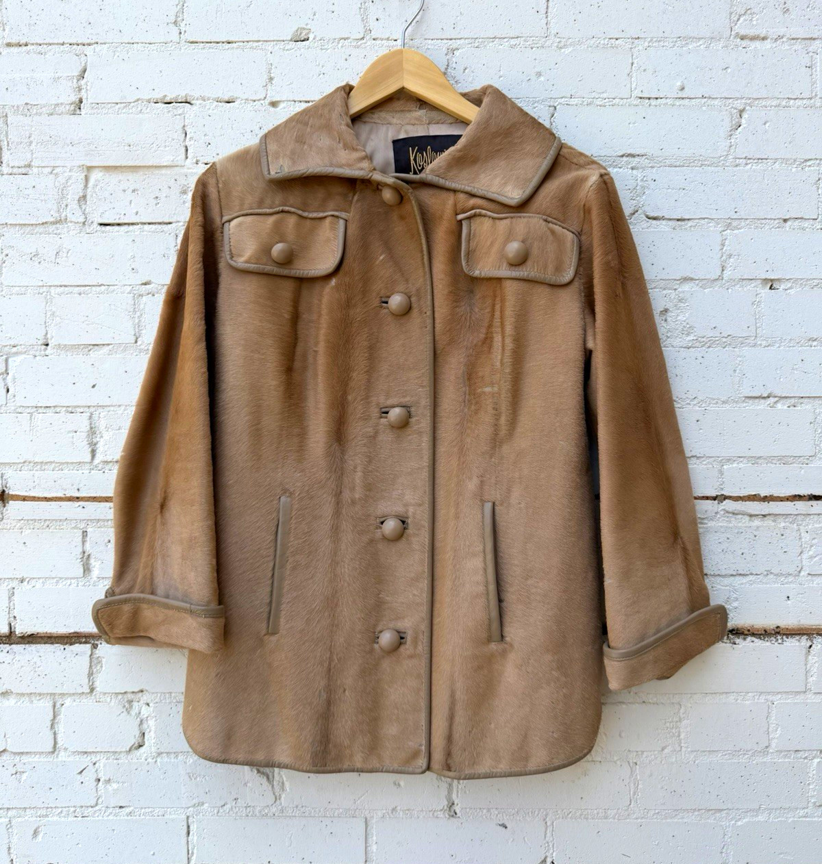 Vtg 60s Kessler\'s Fort Worth Hair-on-Hide Women\'s Sz S Leather Trim Coat Vtg 60s Kessler\'s Fort Worth Hair-on-Hide Women\'s Sz S Leather Trim Coat