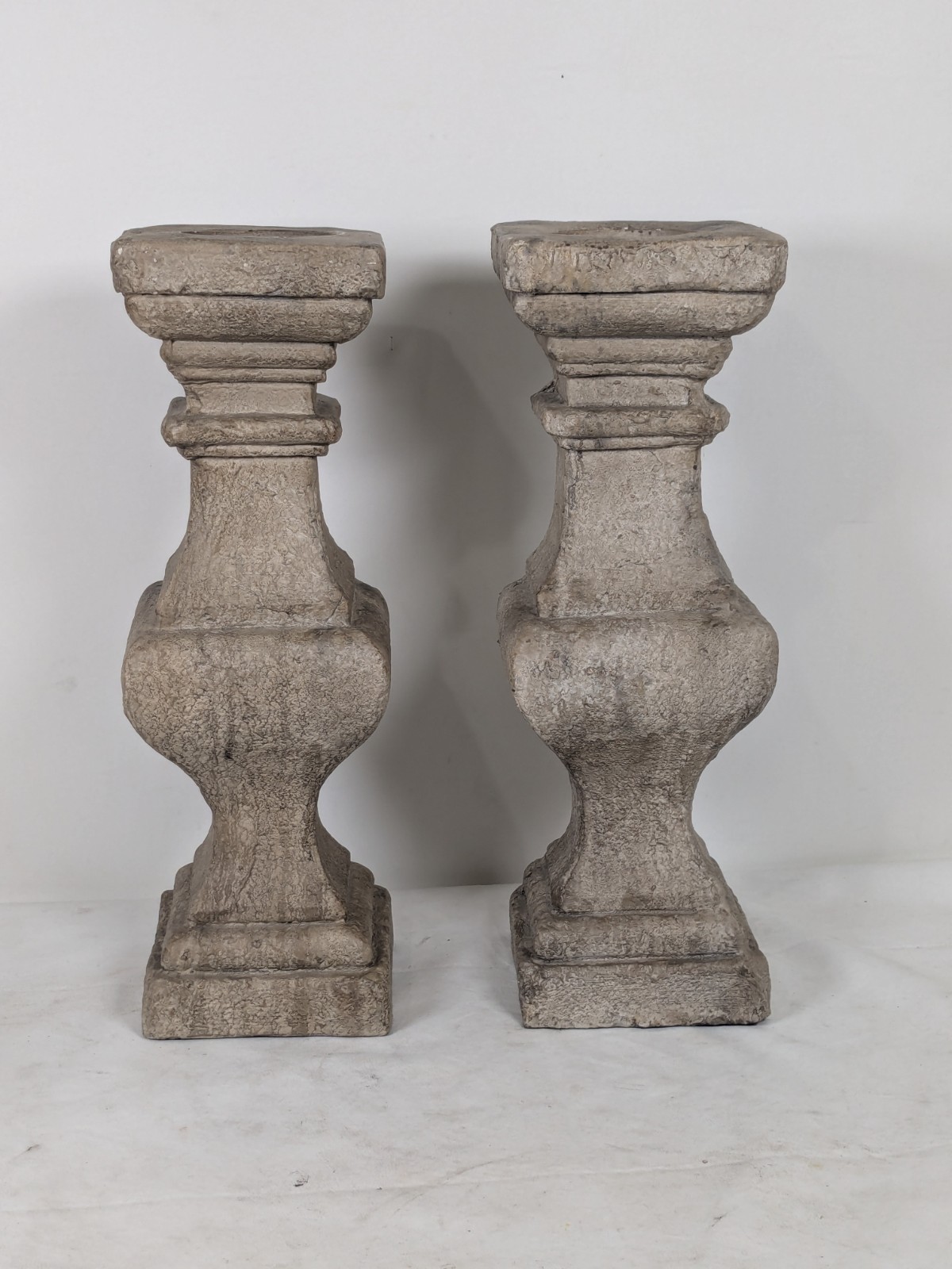 Pair Uttermost Cast Stone Garden Pedestal Architectural Baluster Weathered 21”