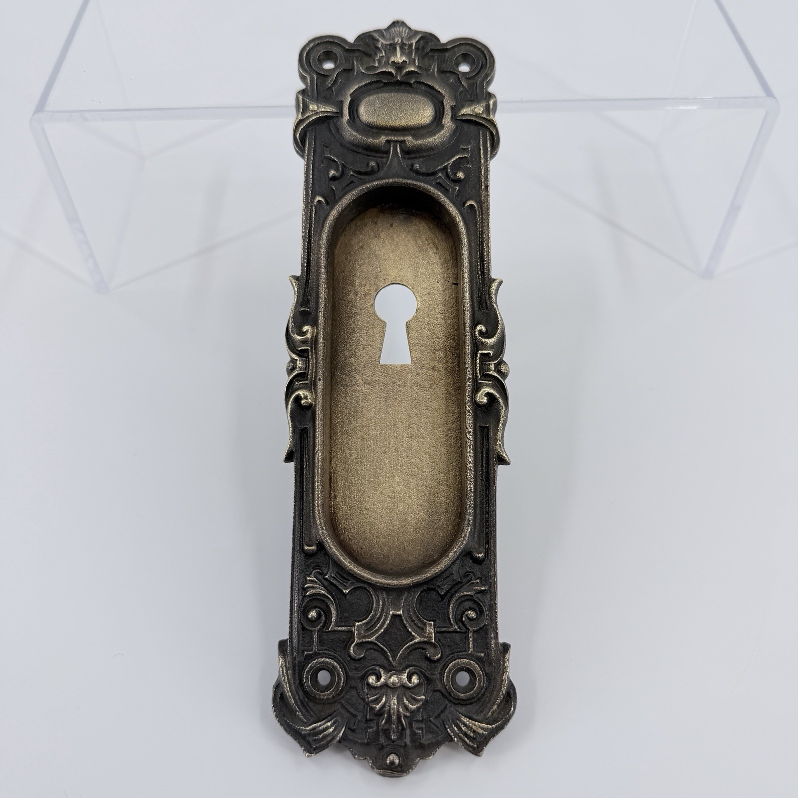 Antique Ornate Metal Door Plate with Keyhole