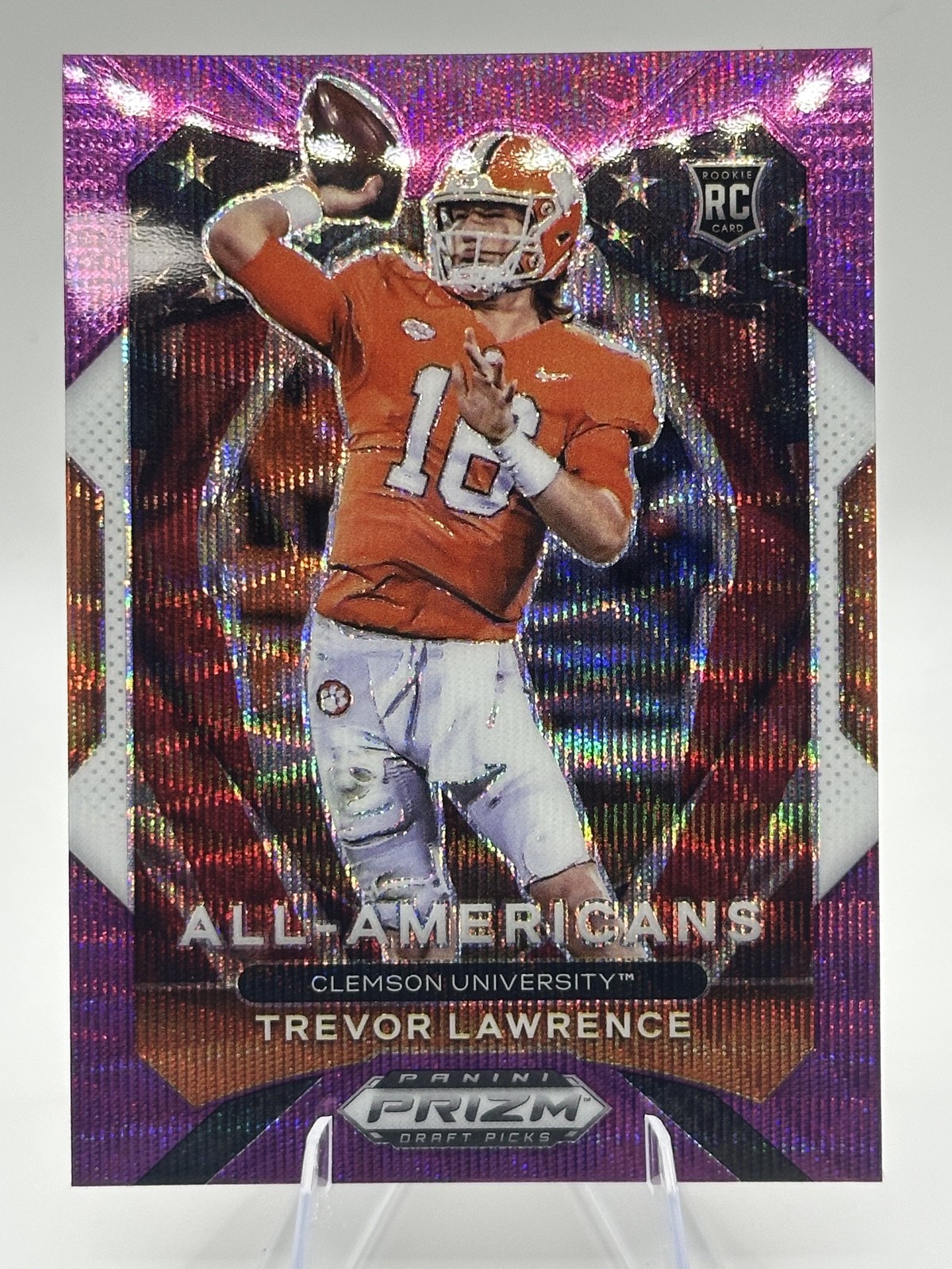 2021 Panini Prizm Draft Picks - All-American Trevor Lawrence #181 Purple Wave... 2021 Panini Prizm Draft Picks - All-American Trevor Lawrence #181 Purple Wave...