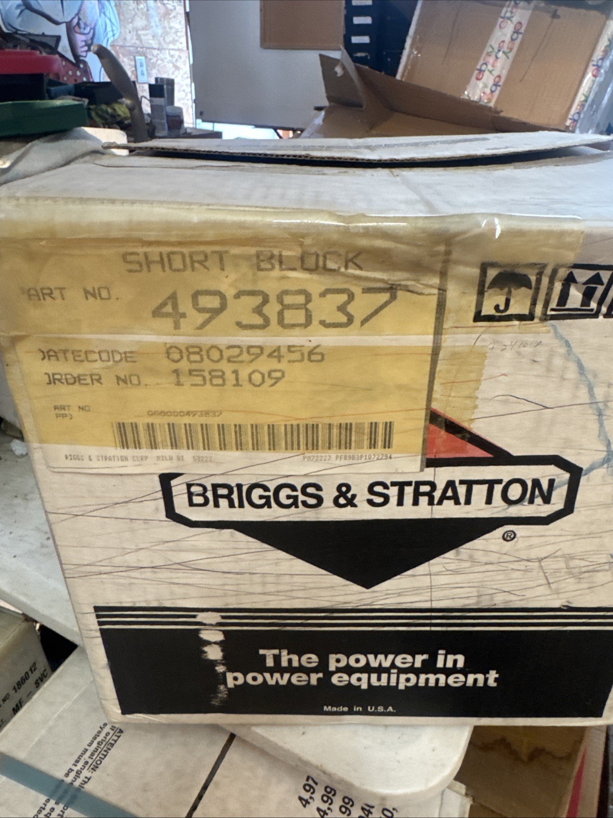 Briggs Stratton Engine Vintage Nos #493837 Shortblock New Old Motor Rare Briggs Stratton Engine Vintage Nos #493837 Shortblock New Old Motor Rare