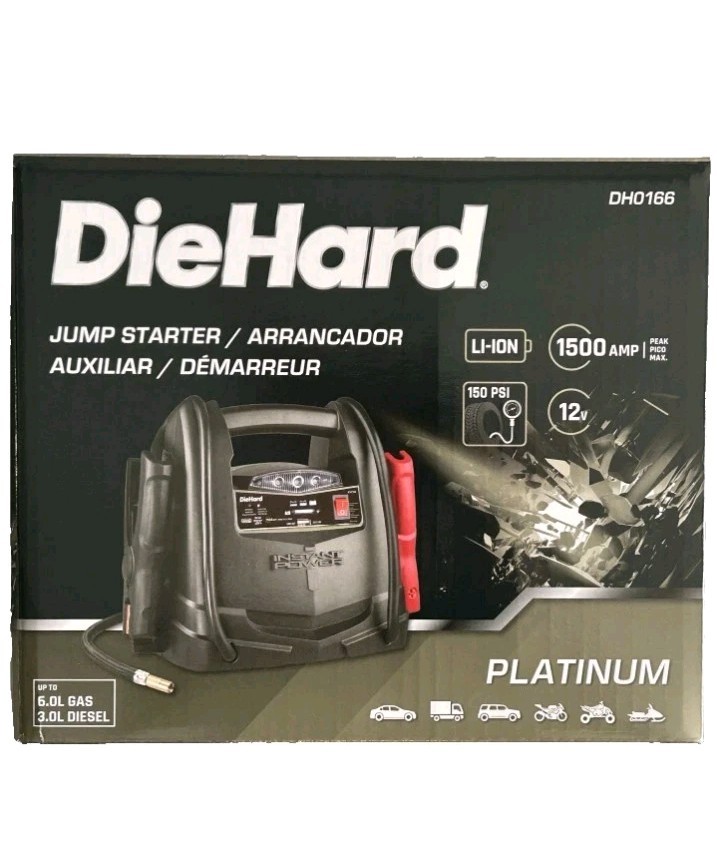 DieHard PLATINUM 1500A 12V Li-Ion Jump Starter Inflator DH0166 NEW DieHard PLATINUM 1500A 12V Li-Ion Jump Starter Inflator DH0166 NEW