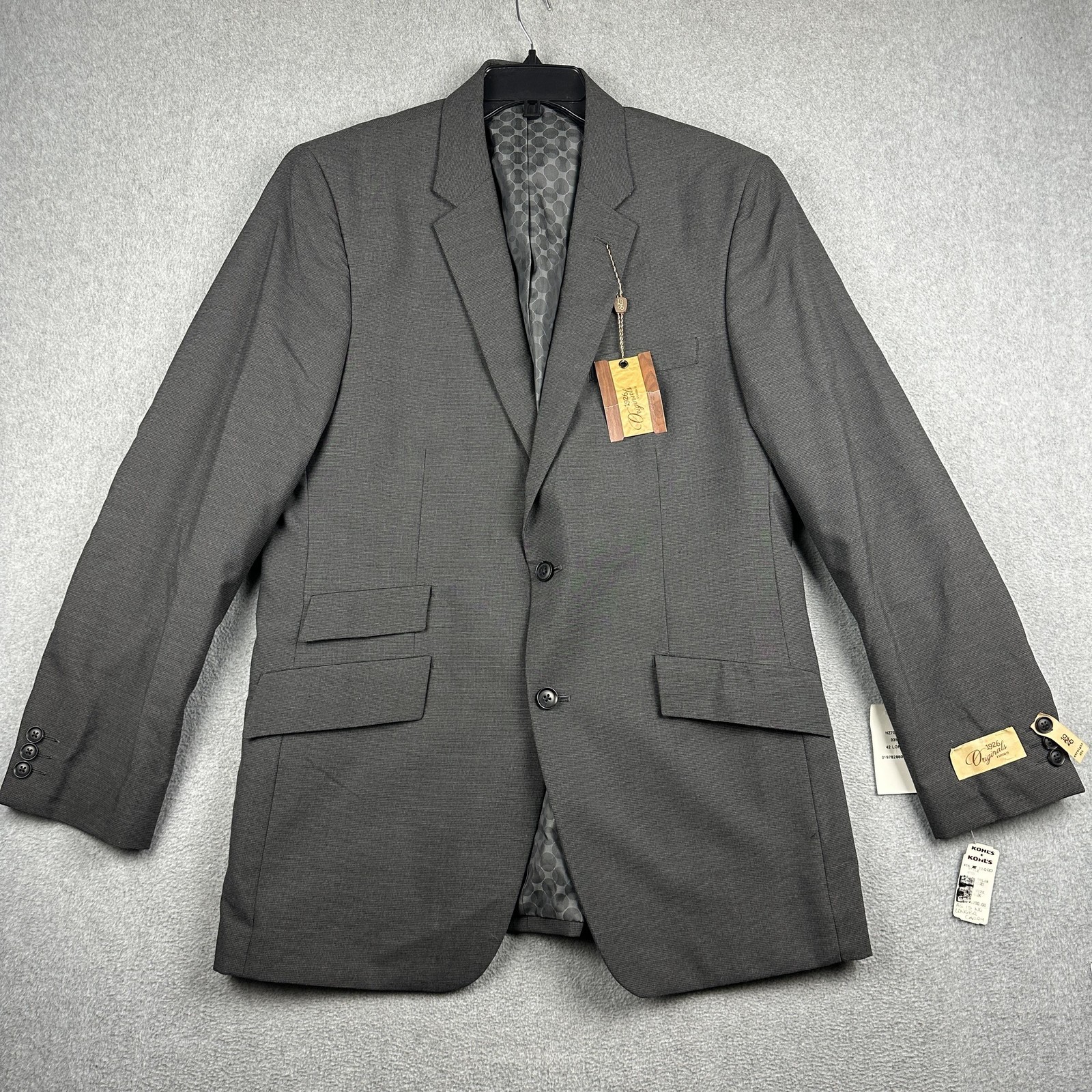 Haggar 1926 Originals Suit Jacket Mens 42L Gray 2 Button Sport Coat Business NWT