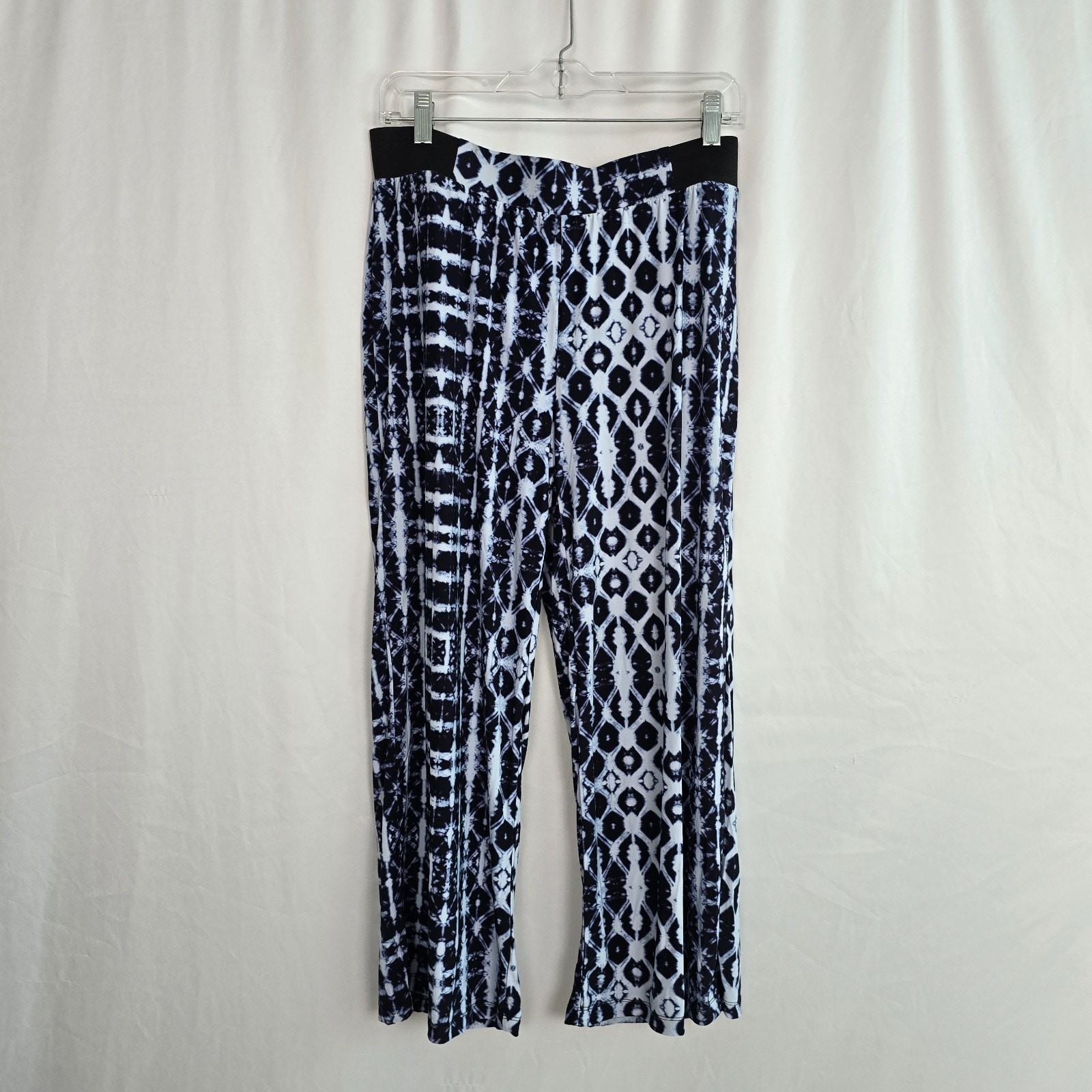 INC International Concepts Wide Leg Heritage Pants Women\'s M Blue Geo Crop NWT
