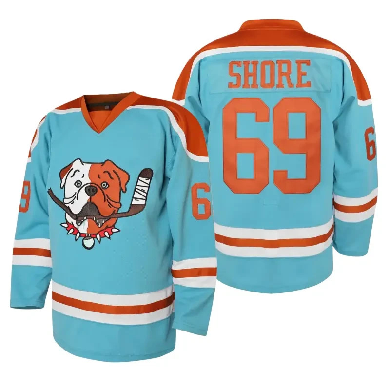 Sudbury Blueberry Bulldogs stitched #69 Shore Jersey Blue/White/Black Size S-3XL
