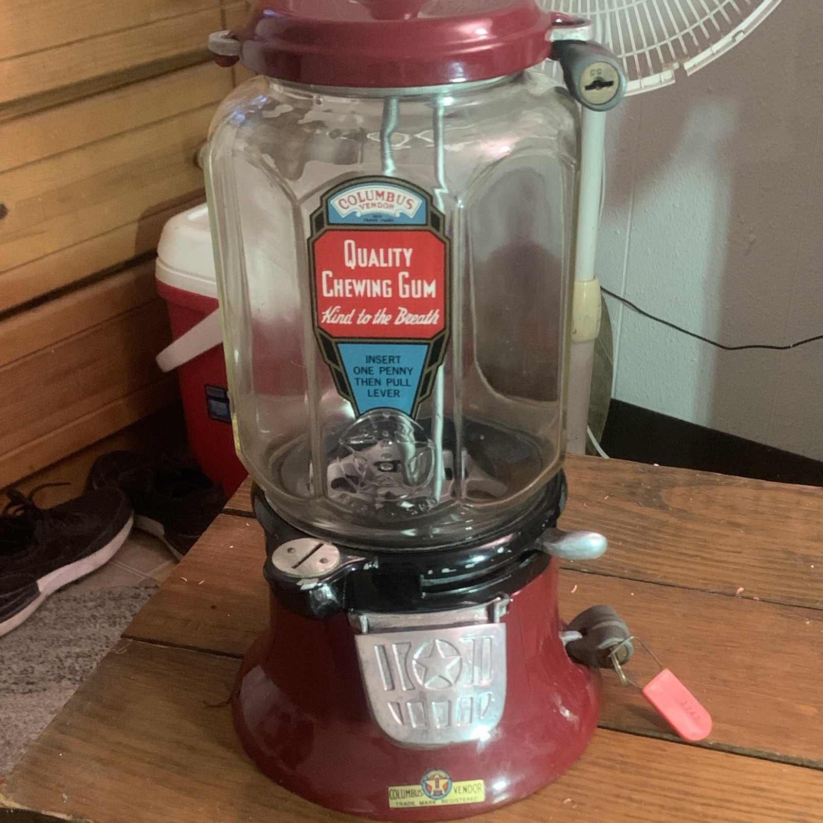 Vintage Columbus Model M Gumball Machine 1¢ Penny Chewing Gum 1930s Antique