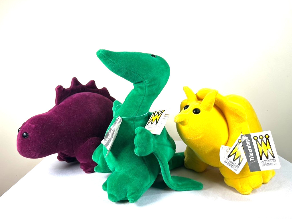 VTG - 1984 Set of 3 MANHATTAN TOY COMPANY Dinosaurs Plush 14\