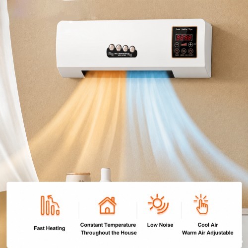 2-in-1 Portable Air Conditioner Heater Cooling Fan Wall Mounted AC RV Home