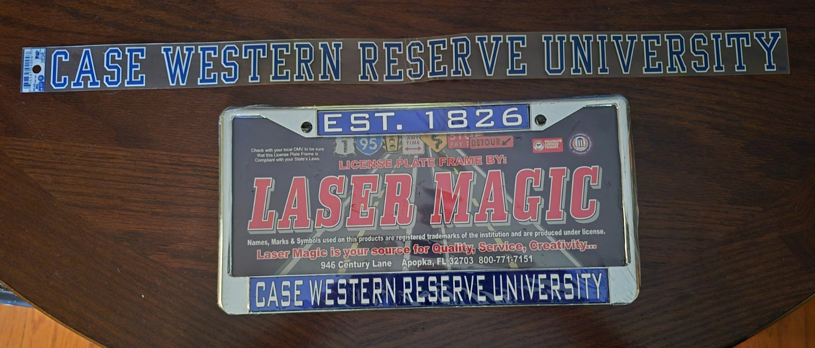 Vintage Case Western Reserve University License Plate Frame & Decal Bundle CWRU