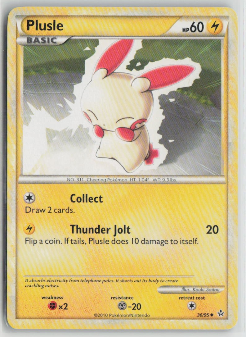 Plusle 36/95 Uncommon HGSS Unleashed Pokemon Moderately Played Plusle 36/95 Uncommon HGSS Unleashed Pokemon Moderately Played