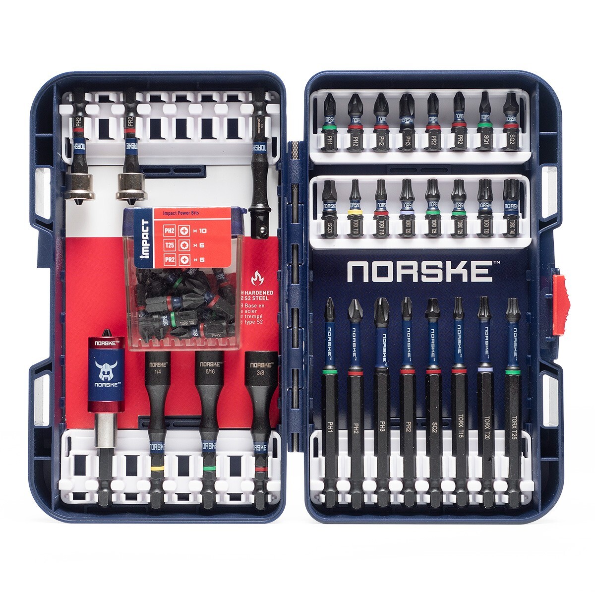 (J) Norske Tools NIBPI707 52PC Screwdriver Bit Set, Impact Torsion, PH & SQ Bits (J) Norske Tools NIBPI707 52PC Screwdriver Bit Set, Impact Torsion, PH & SQ Bits