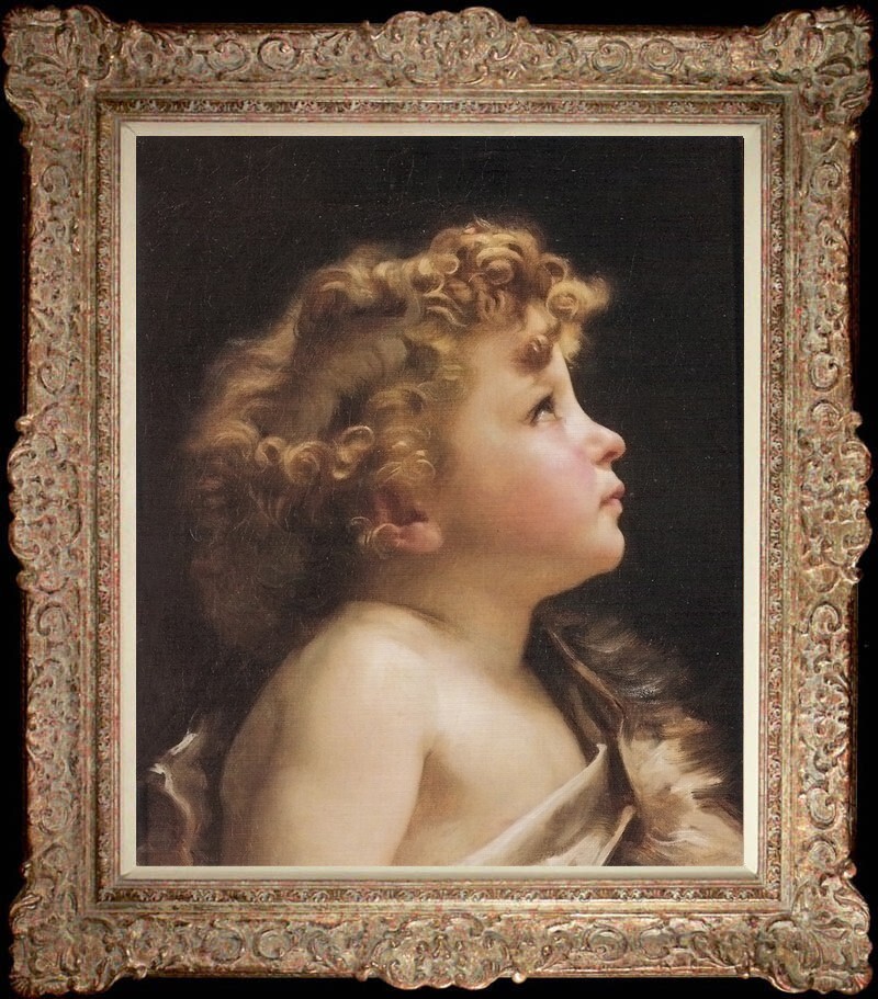 Hand Old Master-Art Antique Oil Painting Bouguereau Small boy on canvas 20\