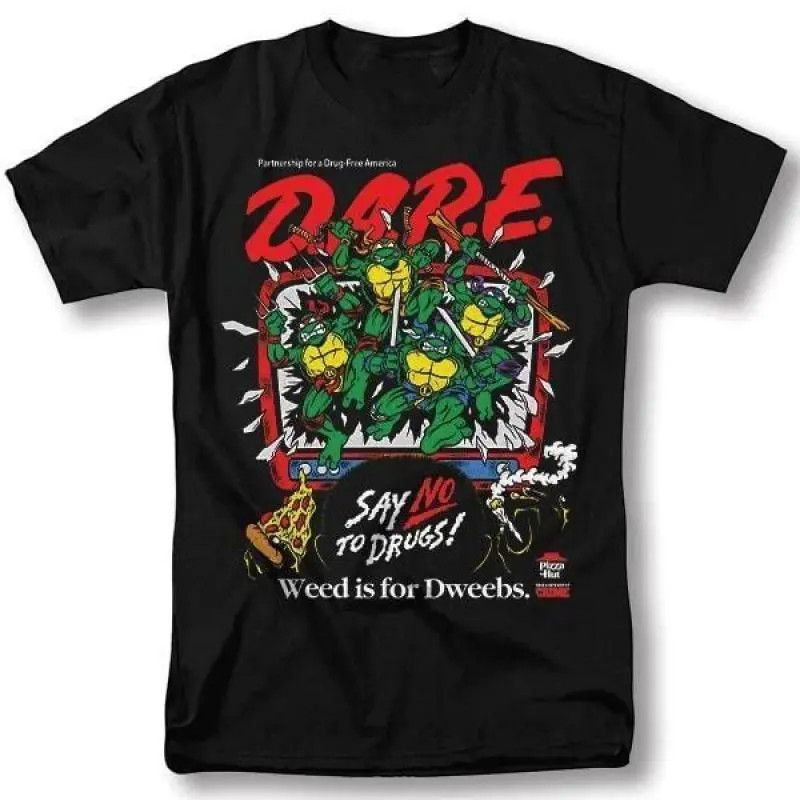 TMNT Classic Retro DARE Anti-Drug Graphic Unisex Cotton T-shirt TMNT Classic Retro DARE Anti-Drug Graphic Unisex Cotton T-shirt