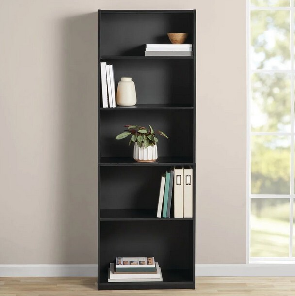 Mainstays 5-Shelf Bookcase with Adjustable Shelves, True Black Oak Mainstays 5-Shelf Bookcase with Adjustable Shelves, True Black Oak