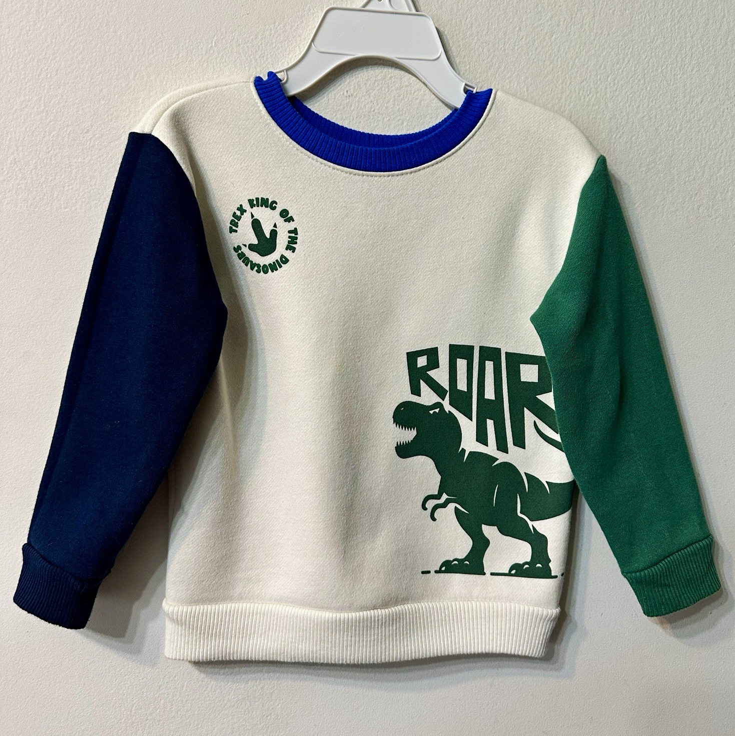 Garanimals Toddler Boy 2T Color Block Fleece Sweatshirt T-Rex Dinosaur Roar Blue Garanimals Toddler Boy 2T Color Block Fleece Sweatshirt T-Rex Dinosaur Roar Blue