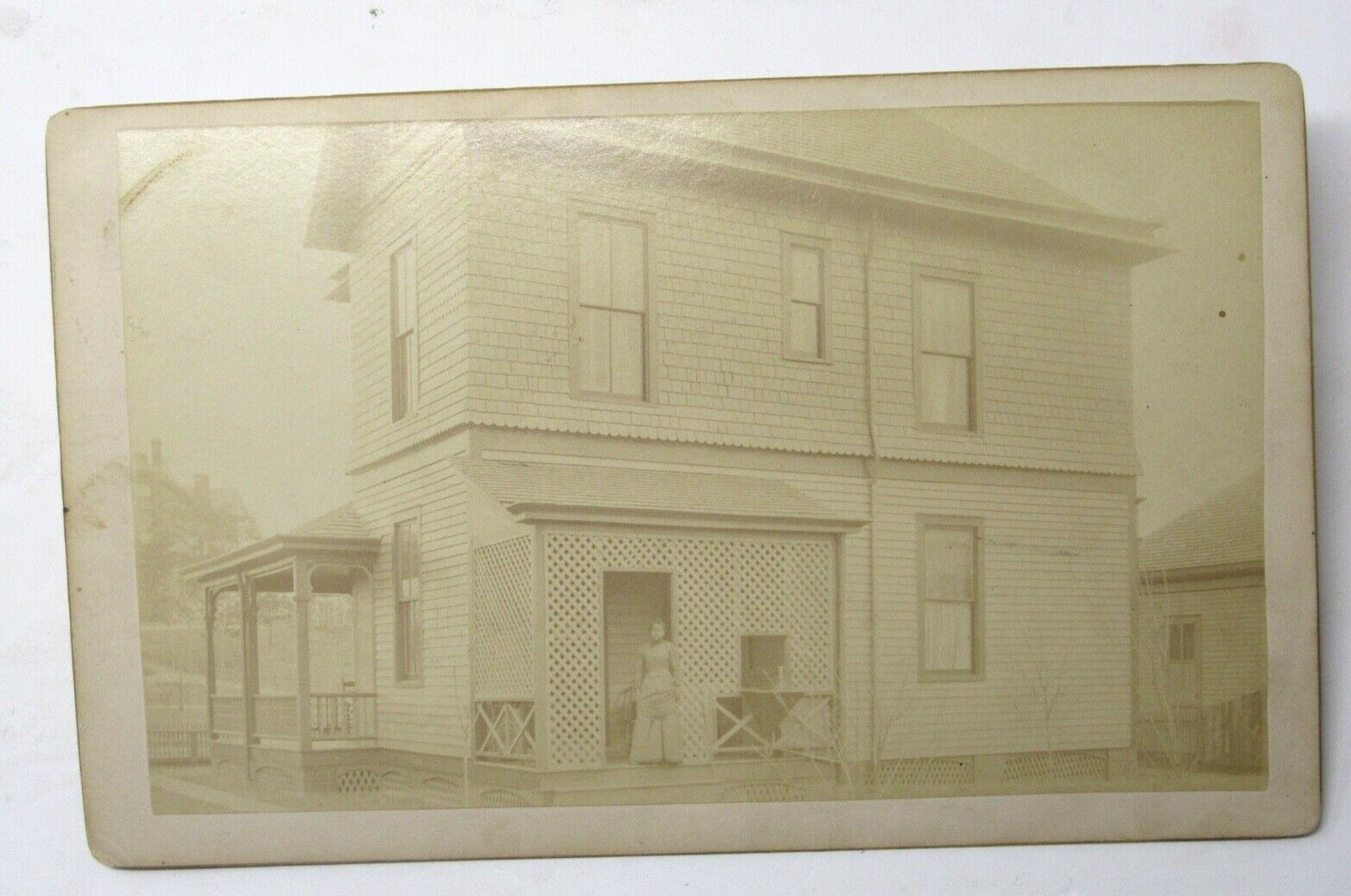 Anniston Alabama Cabinet Photograph c1910 African American Servant in Doorway