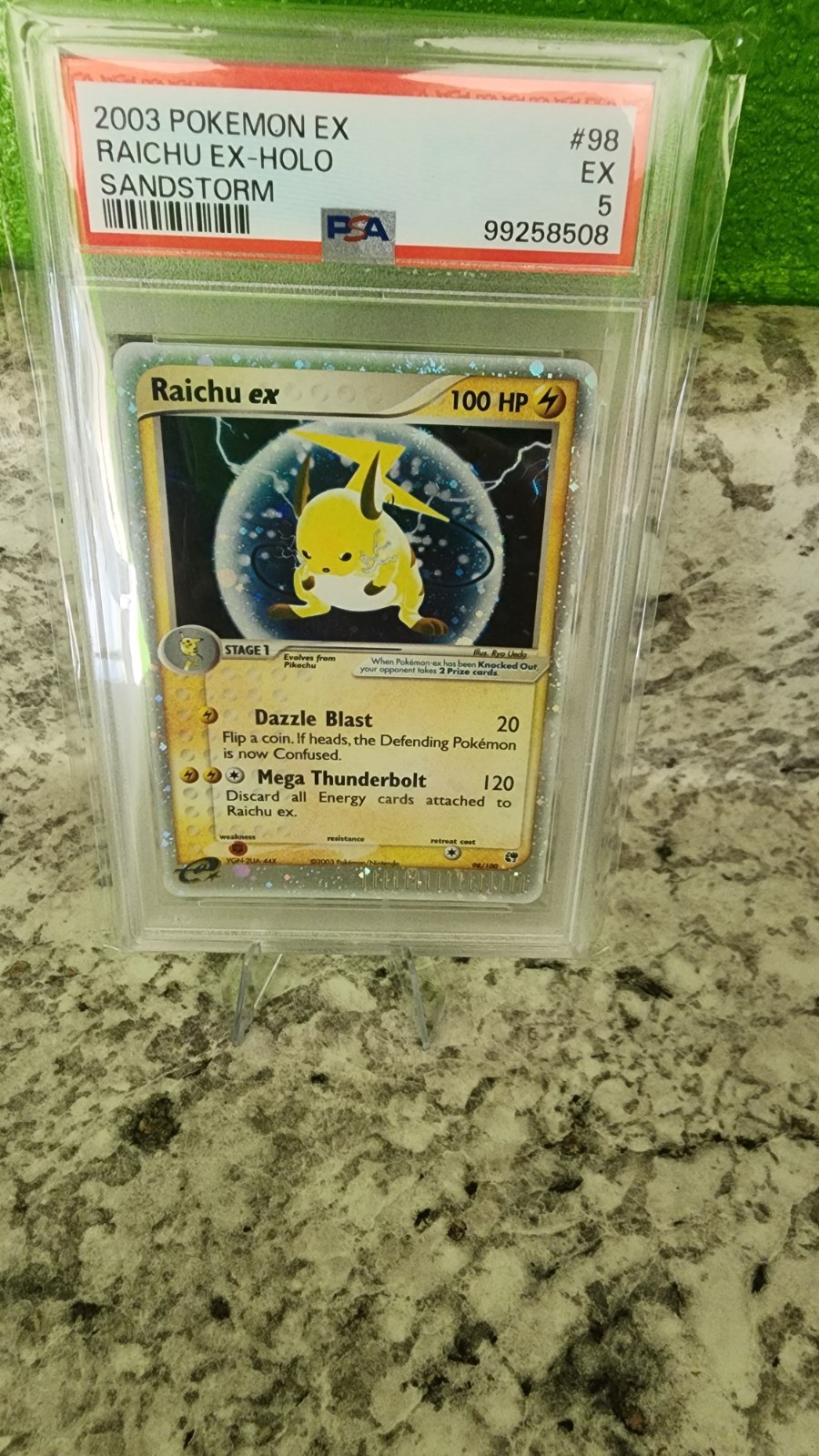 2003 POKEMON EX SANDSTORM #98 RAICHU EX-HOLO PSA 5