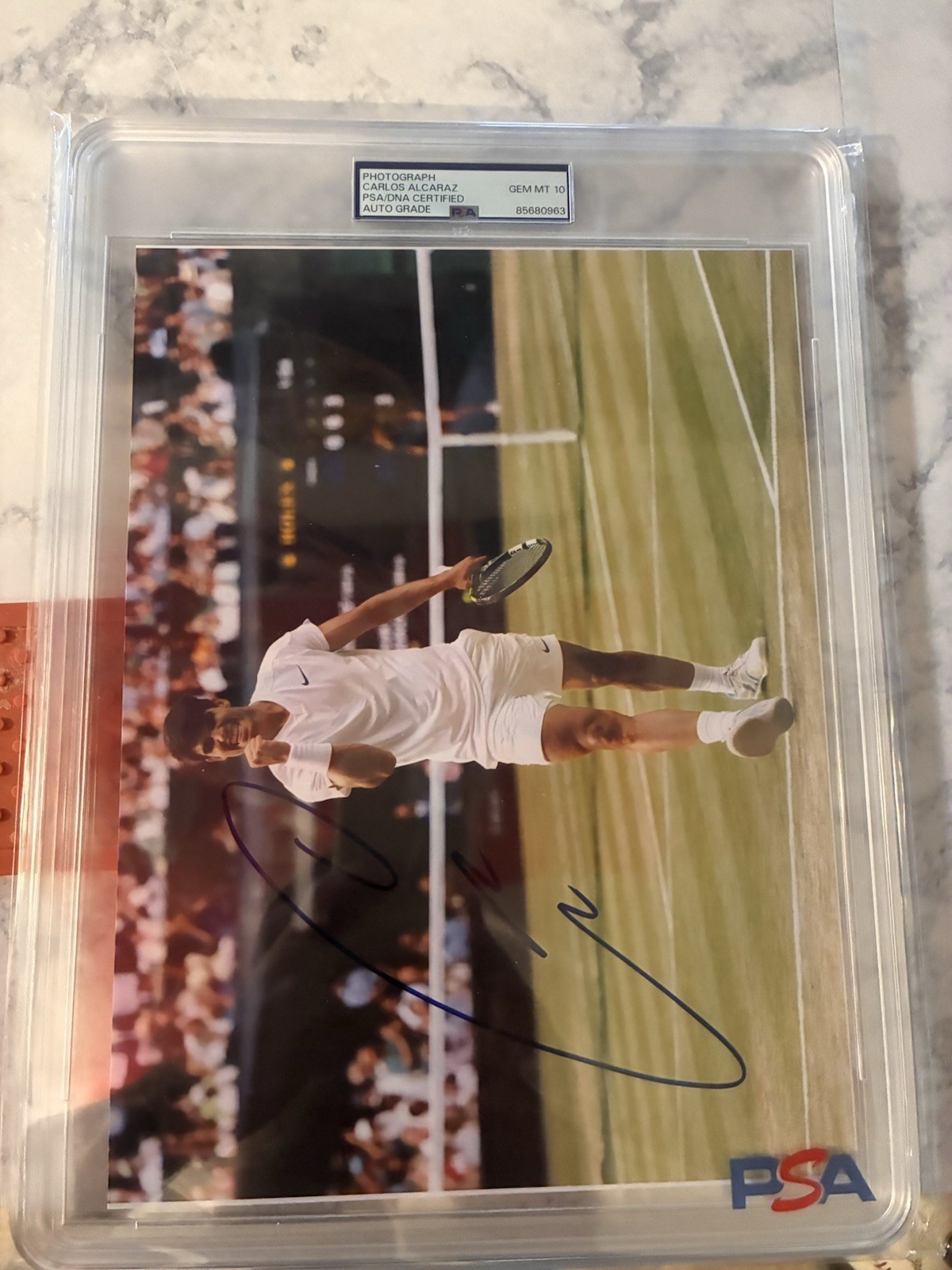 Carlos Alcaraz Autographed Tennis Photo Graded GEM MINT 10 PSA Carlos Alcaraz Autographed Tennis Photo Graded GEM MINT 10 PSA