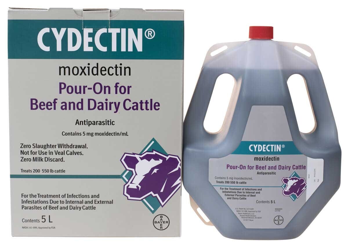 Cydectin POUR-ON 5 Liter Beef Dairy Cattle Dewormer Zero Slaughter Withdrawal Cydectin POUR-ON 5 Liter Beef Dairy Cattle Dewormer Zero Slaughter Withdrawal