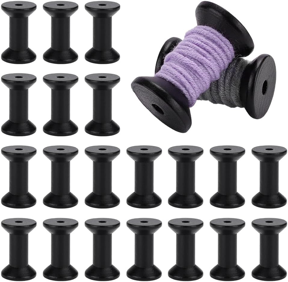 30Pcs Black Wood Spools Small Empty Thread Spool 2 Inch Wire